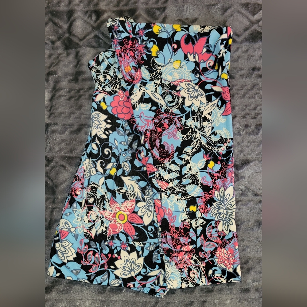 EUC Vintage LuLaRoe Buttery Soft Leggings TC2 pink, aqua, white, yellow flowers